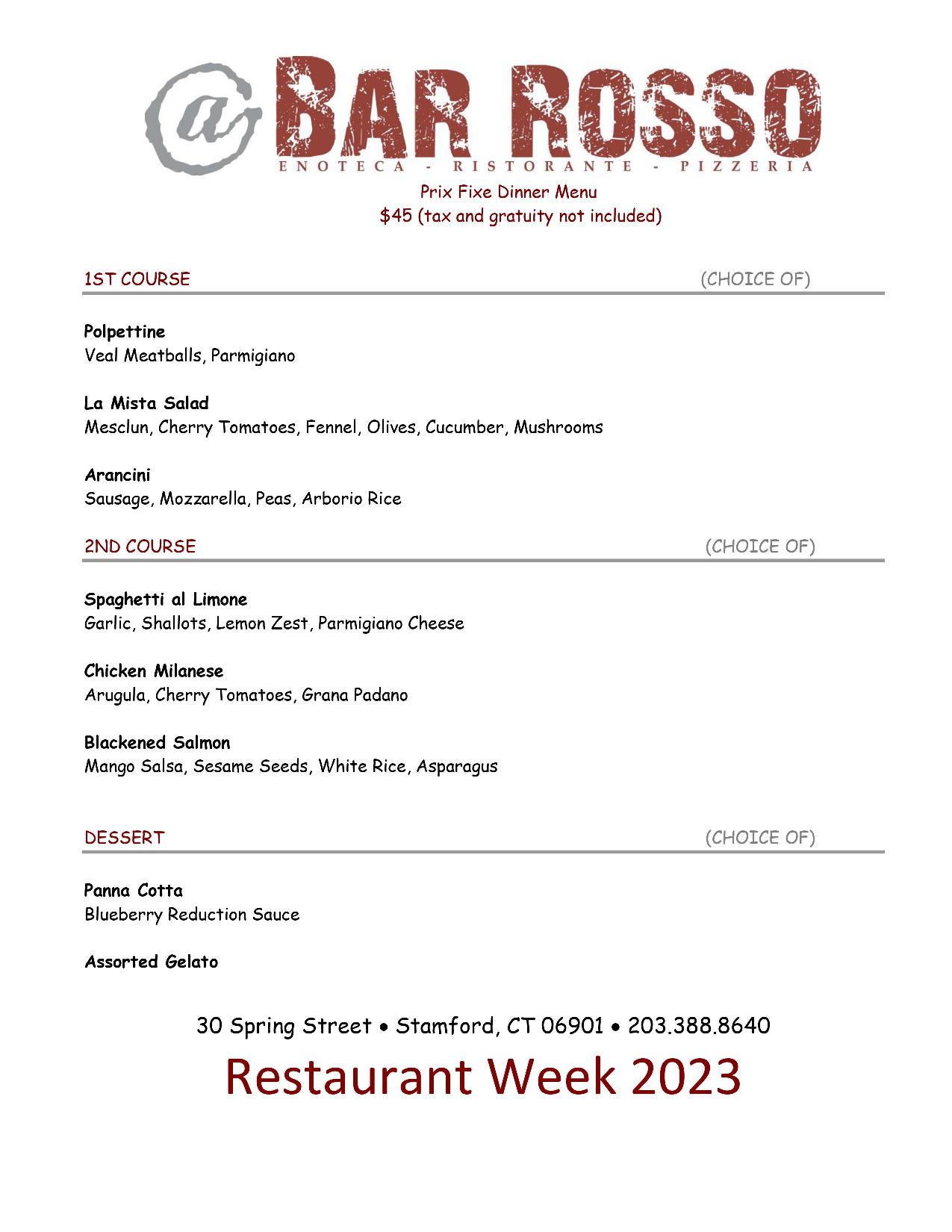 Stamford Restaurant Week 2023