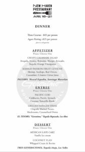 Geronimo New Haven Restaurant Week Dinner Menu