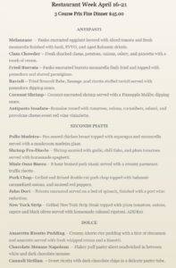 Tre Scalini New Haven Restaurant Week 2023