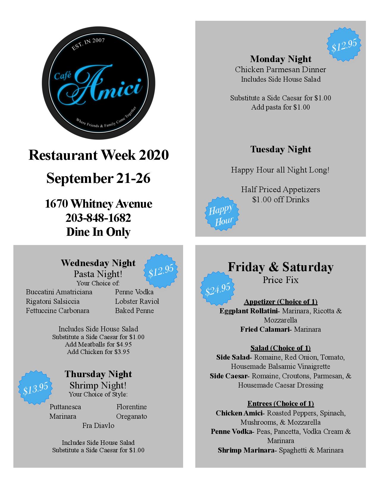 Cafe Amici | Hamden Restaurant Week | Connecticut Restaurant Week