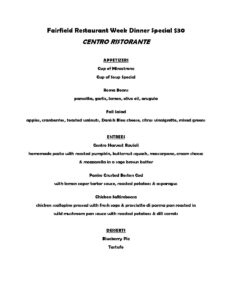 Centro Fairfield Restaurant Week menu