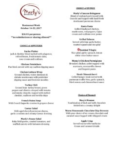 restaurant week menu fall