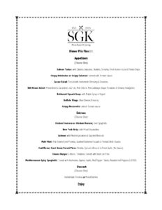 Sonia's Gourmet Kitchen Fairfield Restaurant Week Dinner Menu