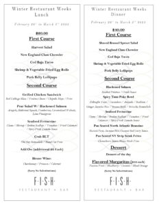 FISH Stamford Restaurant Week Menu 2023