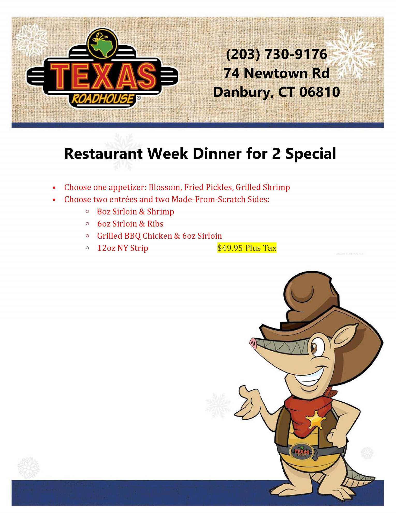 Texas Roadhouse Danbury Restaurant Week Connecticut Restaurant Week