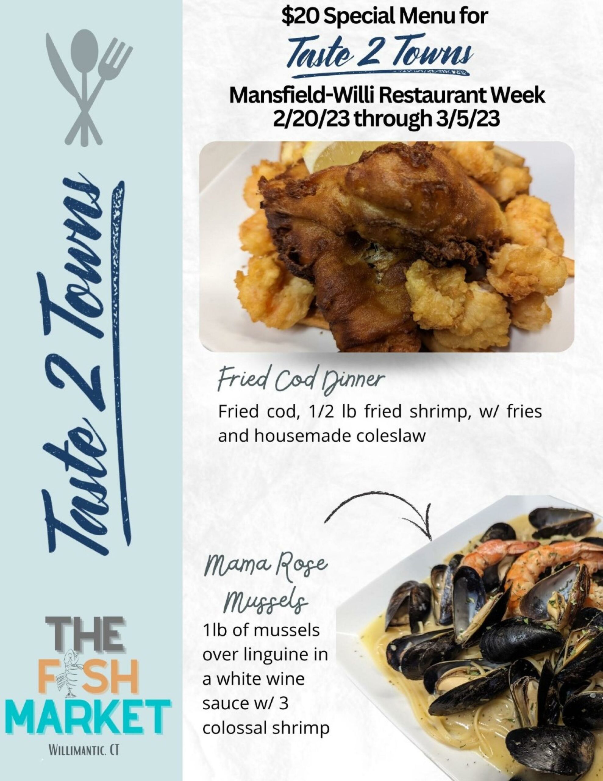 The Fish Market Mansfield & Windham Restaurant Week Connecticut